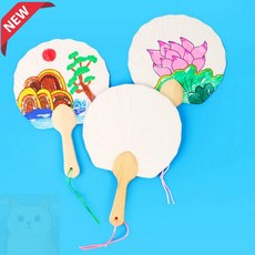 꽃 한지부채 나무살 14x12.5cm 10개입 소형 공예 재료 한지부채디자인