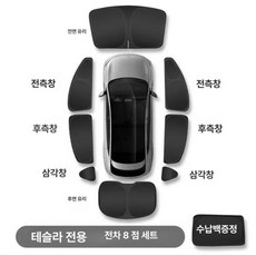 웅즈 주니퍼선쉐이드 테슬라 모델 Y 3 YL S 호환 햇빛가리개 선루프, 1개, 클램프식 순펑+가방 2중 두꺼운 풀세트 8개
