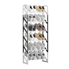 樂邦 簡約六層置物鞋架-小型鞋架 鞋櫃 拖鞋架 DIY 加粗鋼管 鞋子收納 多層鞋架 簡易鞋櫃 六層鞋架 組合鞋架, 黑色, 1個