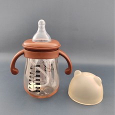 DFMEI 吸管水嘴杯卡通鴨嘴學飲杯寶寶納米銀大容量喝水杯, 1個, 240ml奶嘴款:如圖