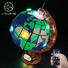 지구본 블록 조립 블럭 세계지도 장식품 인테리어 엔틱 지도 레고 지구 퍼즐, 2. 원격 제어 버전 (원격 제어 스위치)