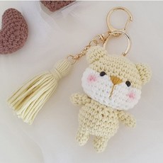 [JW손뜨개] 귀여운 동물 키링 (곰 토끼 고양이) 만들기 패키지, 노랑곰돌이, 1개