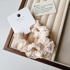 2條裝 蕾絲木耳邊髮圈 冰絲小腸髮圈 馬尾髮飾 髮束 d02