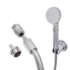 G-SUN 선캡ny RV 야외 샤워 헤드 호스 및 빠른 연결 피팅 포함 - 고압 3-스프레이 모드 일시 중지 버튼 캠핑카 모터홈 여행 트레일러용 쉬운 설치 (크롬 180, 크롬