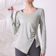 運動瑜伽服V領長袖短袖T恤上衣WT517快乾
