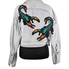 스콜피온 바이커 패치 자수 아이언 온 패치 패브릭 바느질 아플리케 재킷 의류 배지 DIY 의류용 1쌍, 스콜피온 바이커 패치 자수 아이언 온 패치 패브릭 바느