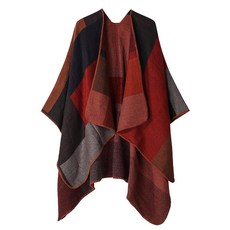 Oulivey 여성용 숄 랩 오버사이즈 오픈 프론트 판초 케이프 스웨터 캐주얼 가을 겨울 카디건 숄 카키 태슬 M 180505, 레드