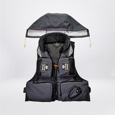 JARUSITE 釣魚救生衣 輕巧高浮力 多口袋設計 舒適安全, 灰色,L 【超取限1件】