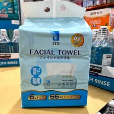ITO 抽取式洗臉巾 66片 x 6包 乾濕兩用, 1個, 貨運宅配