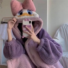 珊瑚絨睡袍 女款秋冬加厚保暖中長款睡衣