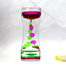 雙色液體沙漏 創意解壓計時擺件 桌面裝飾禮物, 小雙色油滴綠粉,+禮品袋