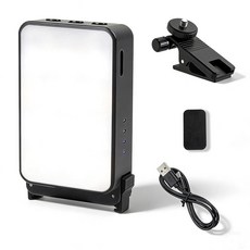 Suptig 미니 비디오 조명 휴대폰 노트북 카메라 고프로 DJI 액션 5 프로 4-3용 셀카 클립 및 삼각대 어댑터가 있는 회의 충전식 750mAh 블랙 213755, Suptig 미니 비디오 조명 휴대폰 노트북 카메라 고