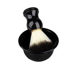 면도솔 스탠드 거치대 브러쉬 쉐이빙 볼 홀더 면도 거품, 연그레이 블랙 브러시+작은 그릇, 1개, 1L