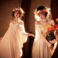 블랙 만삭 촬영 베이지 반목 화보 셀프 사진 임부복, 41번 드레스