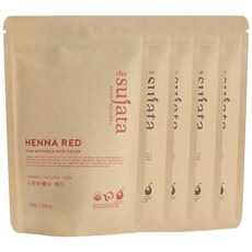 수자타 5개 유기농 천연100% 헤나 가루 염색약, 레드1+브라운4, 1개