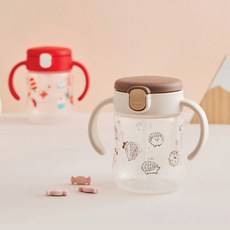 릿첼 TLI 빨대컵 SD 유치원 어린이집 물병 물통, 1개, 초코브라운