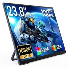 MNN 18.5'' Portable Monitor 100Hz FHD 1080P IPS Laptop Screen with Built-in Stand & Dual Speakers, 23.8’‘