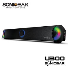SonicGear U300 LED幻彩長型音響 黑色 USB供電 3.5mm音源, 1個