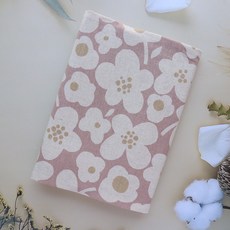 【小白花-粉】布書衣 書衣 可調式 日本進口布料 A6 B6 A5 20K 16K 32K 25K 50K A4, 1個