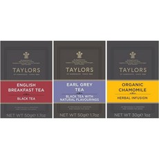 Taylors of Harrogate 블랙 & 허브 티 버라이어티 팩 개별 포장 백 얼 그레이 잉글리시 브렉퍼스트 카모마일 20개(3팩) 카페인 및 카페인 프리 티백, Black and Herbal Tea Variety P, 20