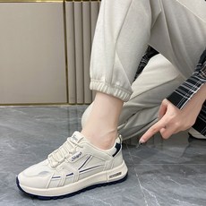 JLVJ 여성 메쉬 가죽 키높이 발편한 스니커즈 운동화 여성운동화