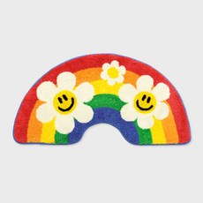 위글위글 발매트 레인보우 미끄럼방지 포인트 발매트 85x43.4cm, 스마일 레인보우