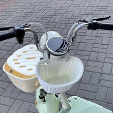 手工編織電動車前置車籃 大容量儲物收納筐 可拆卸, 1個, 純白-大號 20*16*15