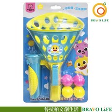 碰碰狐 彈射接接樂 鯊魚寶寶 拋接球 手眼協調 反應力 專注力 親子互動 戶外玩具, 1個, 藍色、黃色、粉紅色