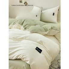 싱글사이즈 면이불커버 세트 사계절 활용 가능 고밀도 순면 침대커버 알레르망 스타일 편안한 착용감 흰색 모던한 디자인, 항균 정향 자두 분말 신장면 100