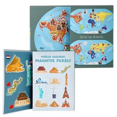 [아페페] 세계지도 랜드마크 자석 퍼즐 2종 자석교구 창의력발달 인지교구 KR7346 세계지도퍼즐 자석퍼즐