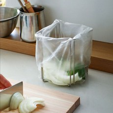 304 스텐 싱크대용 비닐봉투 거치대 접이식 정리홀더 비닐봉투거치대 1개 *