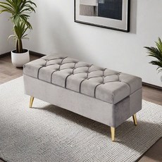 수납 벤치 스툴 2인용 화장대 현관 서랍 거실 패브릭, 3. 중간 회색