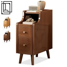 인테리움 원목협탁 틈새 침대 협탁 거실 사이드 서랍장, 1개, 호두색 25cm