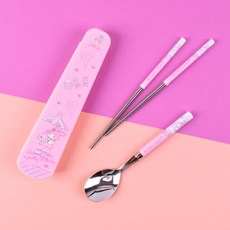 릴팡 마이멜로디 공간효율 진공수저 케이스세트 MM6564, 베이비핑크, 케이스 + 숟가락 + 젓가락, 1세트