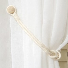 로즈퀸 우드버튼 마그네틱 커튼 타이백 52cm, 2개, 아이보리