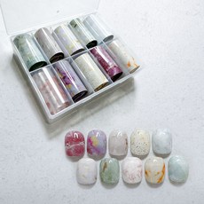 10종 세트 대리석 네일 아트 필름 호일 필름, 1개, 10종세트 대리석필름