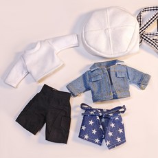 인형옷 데님 재킷 세트 (모자/티셔츠/바지/스커트 포함) - 20cm 돌리옷 감성 코디 봄 여름 사진소품 선물, 1세트, D