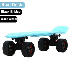 페니크루져보드27인치 페니보드 571513cm 스케이트 물고기 미니 크루저 싱글 락 스케이트 스쿠터 롱 스케이트 레트로 어린이, 블루 블랙 휠, 1개