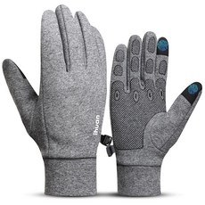 Ihuan 여성 및 남성용 경량 겨울 러닝 장갑 추운 날씨용 터치 스크린 손가락 스키 눈 하이킹 운전 캠핑 사이클링용 얇고 따뜻한 라이너 장갑 268573 8836, 미디엄, 회색