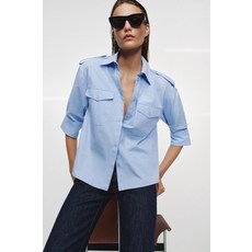 [국내발송] ZARA 여성 ZW 컬렉션 포플린 포켓 셔츠 - 라이트 블루 9479/060/406 470585