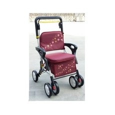 【海夫健康生活館】恆伸 超輕型 銀髮族 四輪散步 有扶手購物車 置物袋助行車(ER-238/328), 1個, 棕格布238, 棕格布