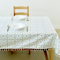 캐프마켓 플라워 린넨 테이블보 식탁보, 1개, 6인(140 x 220 cm), 그린