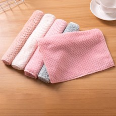珊瑚絨抹布 吸水加厚 雙面設計 廚房清潔 洗碗布 擦拭碗盤 家用擦拭布 搞衛生專用 耐用柔軟+菠萝格锁边25*25+2条装（颜色随机）, 1個, 菠萝格锁边25*25:2条装（颜色随机）