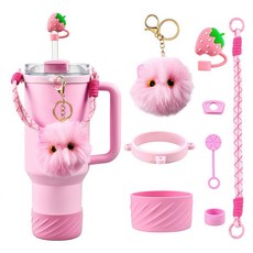 OFFCURVE 스탠리 텀블러 꾸미기 텀꾸 세트 (빨대마개/실리콘부츠/인형키링) 8종, 1세트, 핑크