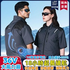 36V風扇衣服 18小時續航風扇工作服 製冷空調服風扇降溫服 空調背心 工地電風扇外套 風扇衣 電風扇背心 電風扇衣服, 1個, 藏青色--單件衣服,3XL/185【80-90kg】