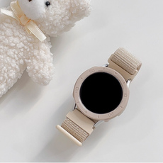 w9999 Galaxy Watch4/5 可相容錶帶+保護殼套組 20mm, 運動型錶環(米色) 20mm, Watch4 果凍錶圈環(米色) 40mm, 1號