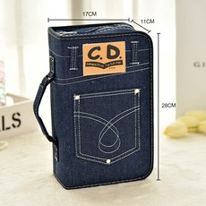 대용량 CD 보관 가방 40장 수납 디스크 파우치 차량용 DVD 지퍼 케이스, 128개, 16_128개 세트 대형 (청바지 원단)
