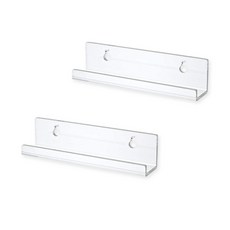 도림 무타공 ㄷ자 투명 아크릴 선반 벽선반 진열대, 1단, 투명 2p