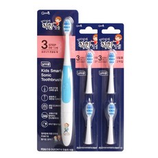 [지앤마] 엄마맘에 착한 어린이 전동칫솔 단계별 본품 + 리필 4p, 1세트, 1개입, 3단계 남아용