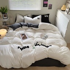 귀여운 판다 사계절 이불커버 세트 SS/Q 4컬러, 딥블랙